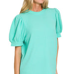 Puff Sleeve Tee - Mint Tops Zenana