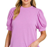 Puff Sleeve Tee - Spring Violet Tops Zenana