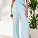 Pull On Ankle Pant w/ Front Pockets - Lt. Aqua Sky Short Dresses Tribal