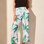Pull On Ankle Pants w/ Pleats - Kelly/White Floral Pants Tribal