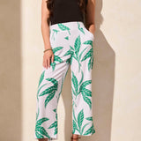 Pull On Ankle Pants w/ Pleats - Kelly/White Floral Pants Tribal