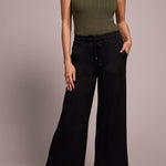 Pull On Pant w/ Pockets & Drawcord - Black Pants Tribal