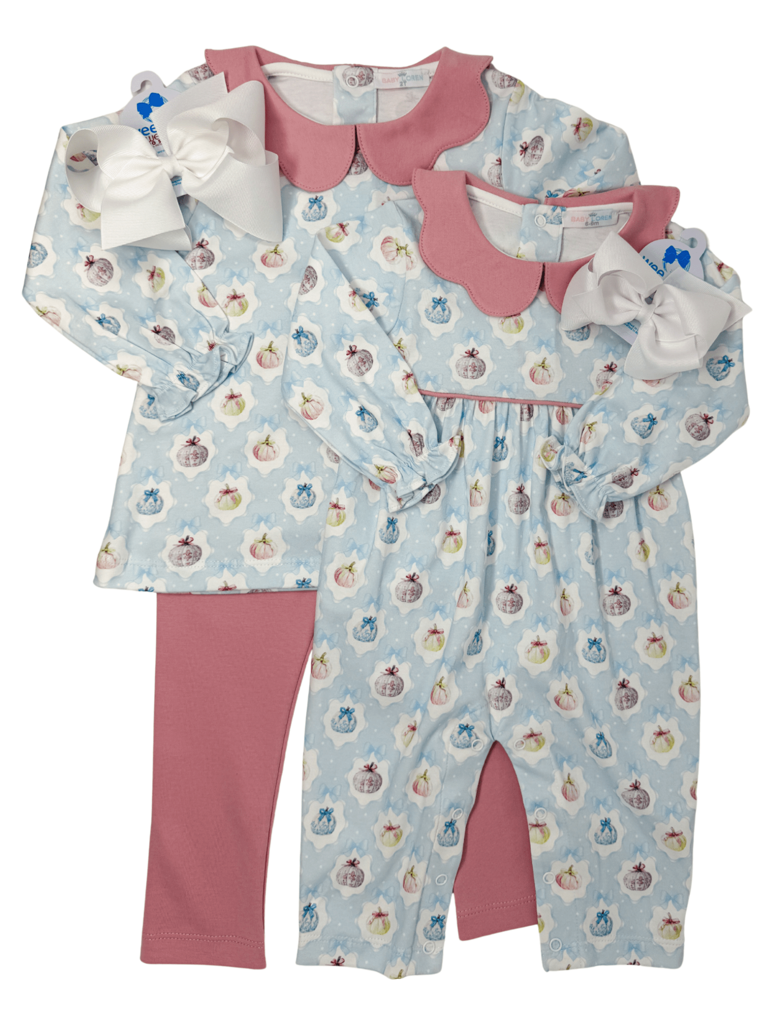 Pumpkin & Coquettes Pima Scallop Collar Romper Girls Bubbles + Rompers Baby Loren