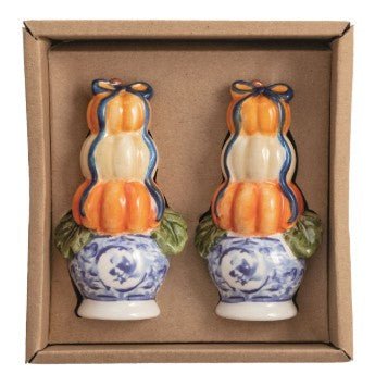 Pumpkin Topiary Salt & Pepper Shaker Set Seasonal Mudpie