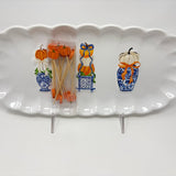 Pumpkin Topiary Tray & Toothpick Set Seasonal Mudpie