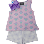 Purple Floral Back Ruffle Set Girls Sets True