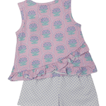 Purple Floral Back Ruffle Set Girls Sets True