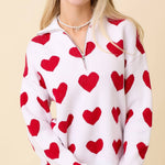 Queen of Hearts Half Zip Sweater Sweaters Main Strip