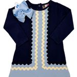 Quincy Ric Rac Dress - Navy - Sugar Babies Children's Boutique/Meg's Shoppe