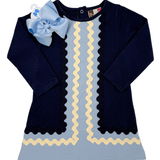 Quincy Ric Rac Dress - Navy - Sugar Babies Children's Boutique/Meg's Shoppe