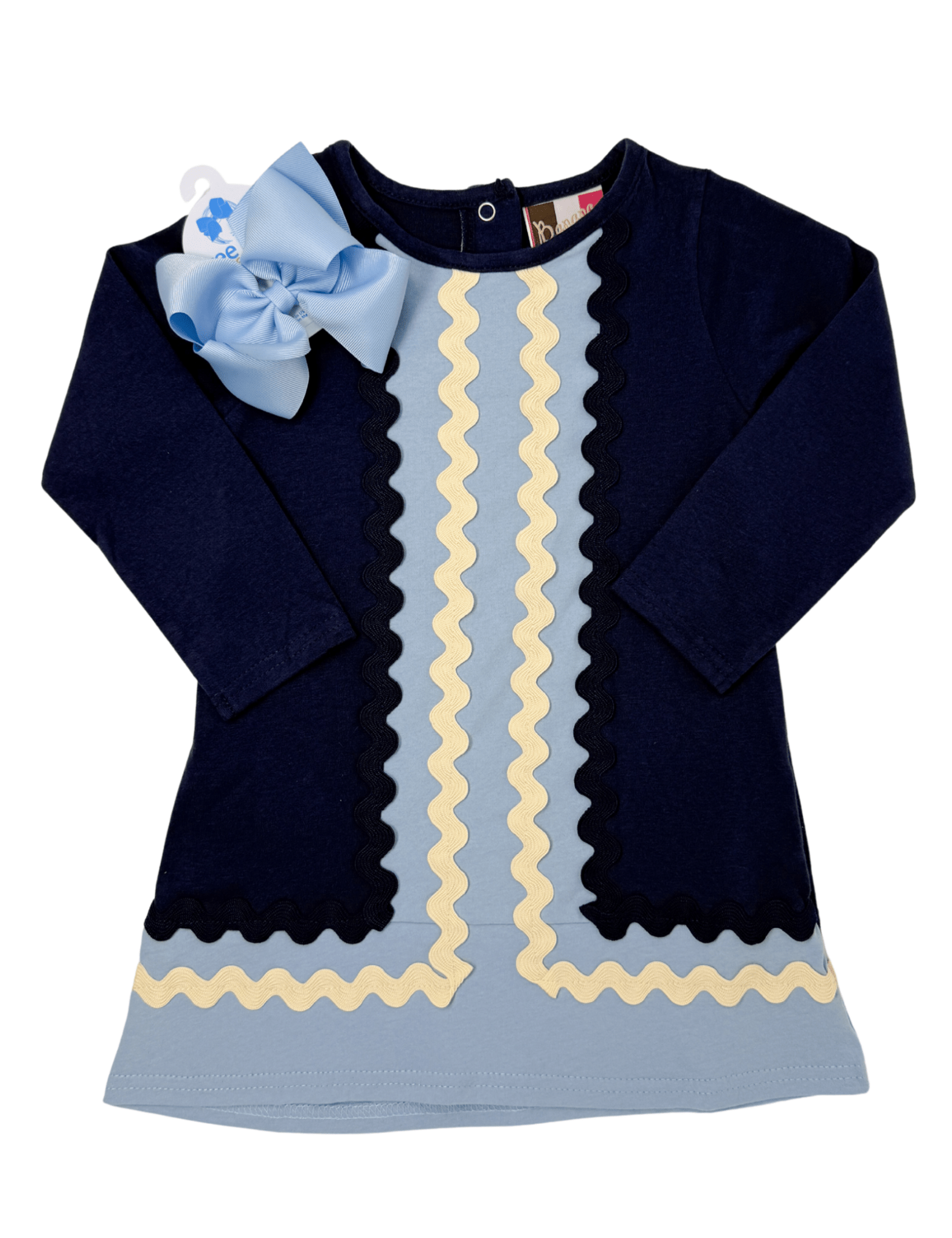 Quincy Ric Rac Dress - Navy - Sugar Babies Children's Boutique/Meg's Shoppe