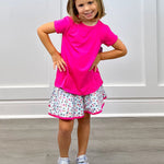 Quinn Skort - Bashful Blooms/Power Pink Girls Skirts + Bloomers Set Athleisure