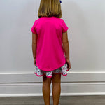 Quinn Skort - Bashful Blooms/Power Pink Girls Skirts + Bloomers Set Athleisure