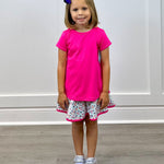 Quinn Skort - Bashful Blooms/Power Pink Girls Skirts + Bloomers Set Athleisure