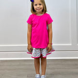 Quinn Skort - Bashful Blooms/Power Pink Girls Skirts + Bloomers Set Athleisure