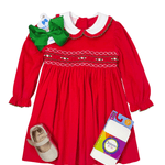 Rachel Dress - Red Corduroy - Sugar Babies Children's Boutique/Meg's Shoppe
