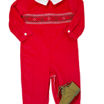 Ralph Boy's Long Romper - Red Corduroy - Sugar Babies Children's Boutique/Meg's Shoppe