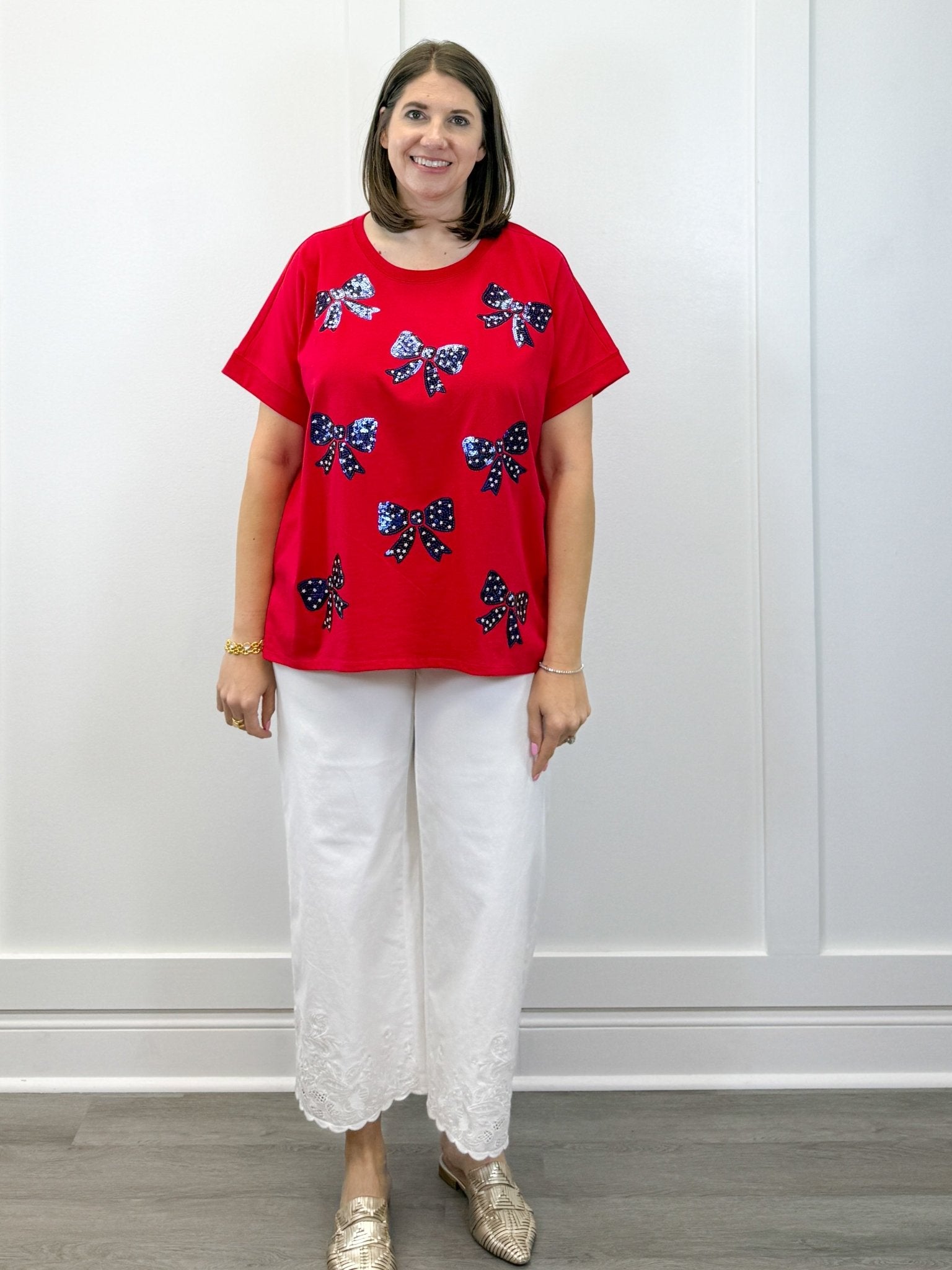 Red Americana Sparkle Top Tops Mudpie