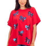 Red Americana Sparkle Top Tops Mudpie
