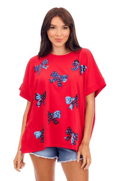 Red Americana Sparkle Top Tops Mudpie