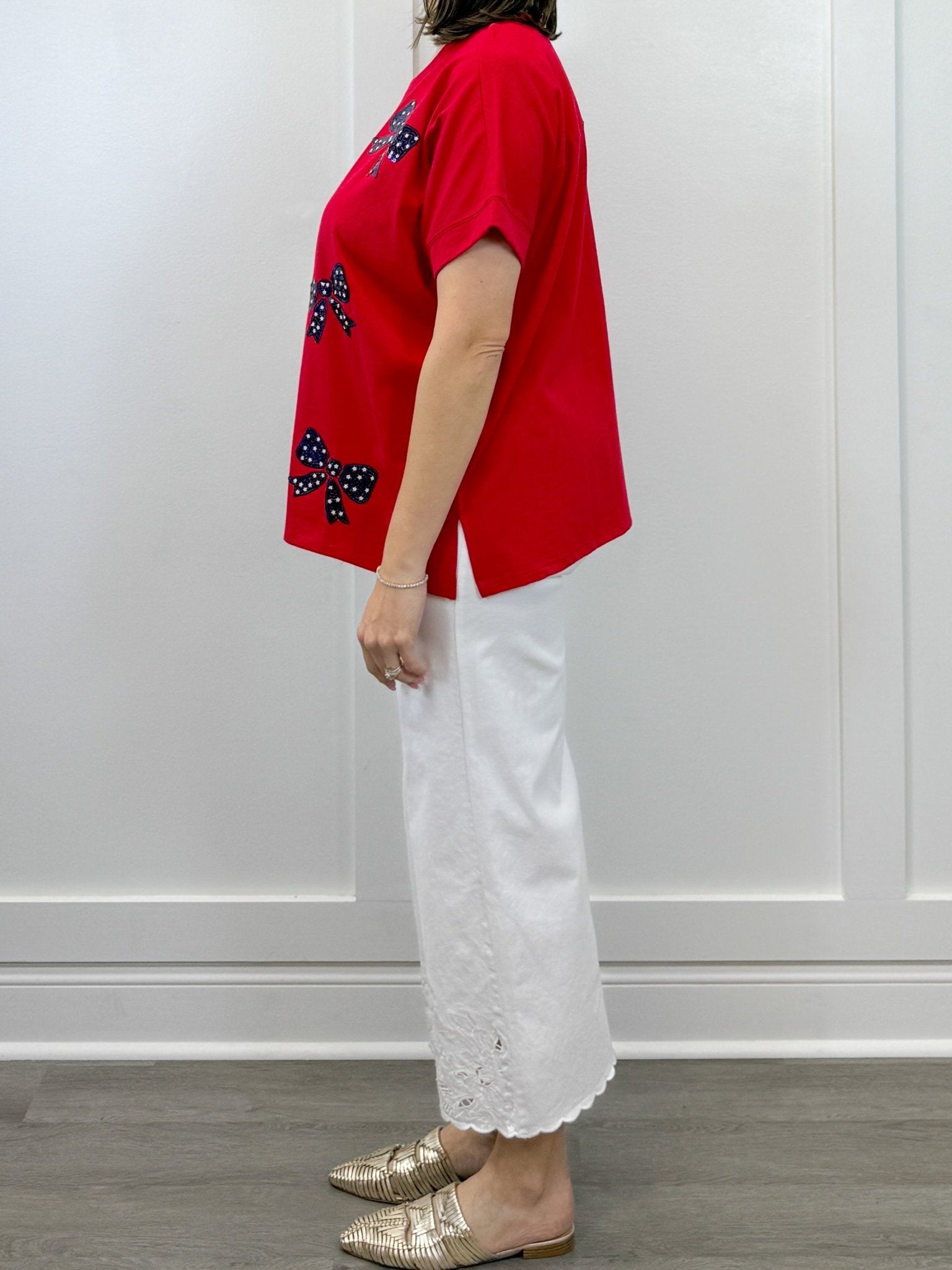 Red Americana Sparkle Top Tops Mudpie