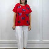 Red Americana Sparkle Top Tops Mudpie