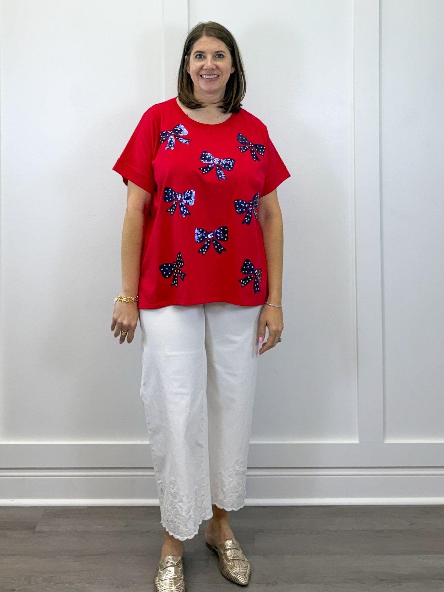 Red Americana Sparkle Top Tops Mudpie