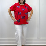 Red Americana Sparkle Top Tops Mudpie