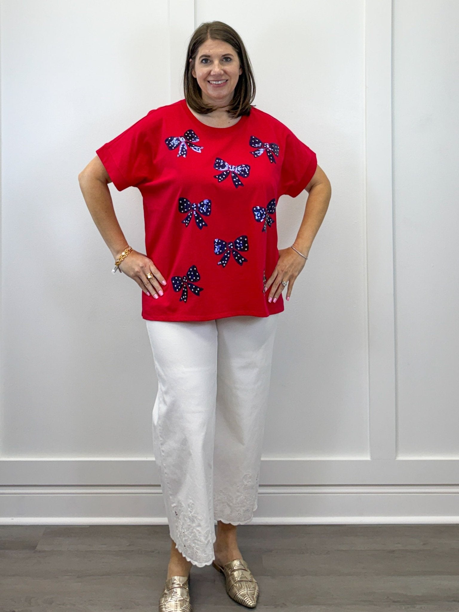 Red Americana Sparkle Top Tops Mudpie