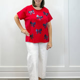 Red Americana Sparkle Top Tops Mudpie
