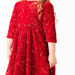 Red Velvet Sequin Dress Girls Occasion Dresses Mila & Rose