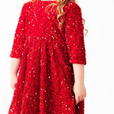 Red Velvet Sequin Dress Girls Occasion Dresses Mila & Rose