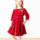 Red Velvet Sequin Dress Girls Occasion Dresses Mila & Rose