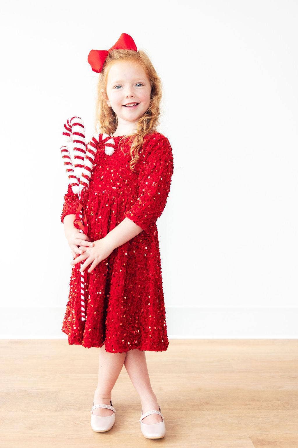 Red Velvet Sequin Dress Girls Occasion Dresses Mila & Rose