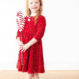 Red Velvet Sequin Dress Girls Occasion Dresses Mila & Rose