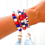 Red, White and Blue 4th Of July Beaded Bracelet Stack Bracelets Savvy Bling