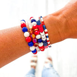 Red, White and Blue 4th Of July Beaded Bracelet Stack Bracelets Savvy Bling