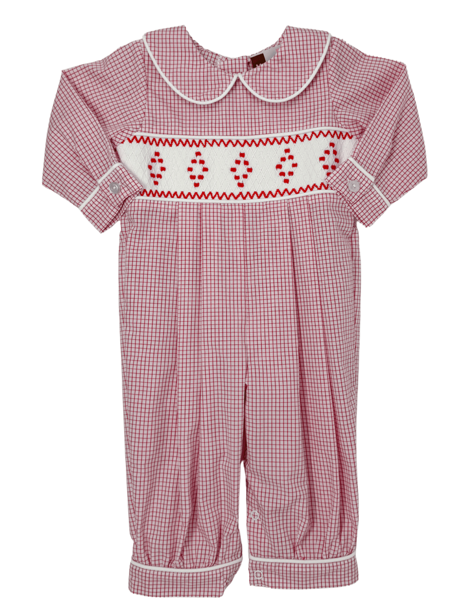 Red Windowpane Geo Bubble Longall Boys Bubbles + Rompers Banana Split