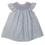 Riley Angel Wing Bishop - Blue Tiny Stripe Girls Occasion Dresses Petit Bebe