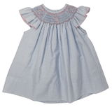 Riley Angel Wing Bishop - Blue Tiny Stripe Girls Occasion Dresses Petit Bebe
