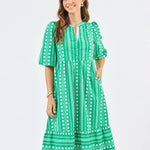 Riley Dress - Heritage Stitch Green Long Dresses Mary Square
