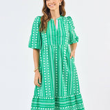 Riley Dress - Heritage Stitch Green Long Dresses Mary Square