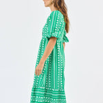 Riley Dress - Heritage Stitch Green Long Dresses Mary Square