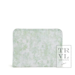 Roadie Medium - Bunny Toile Green Zip Pouch - Sugar Babies Children's Boutique/Meg's Shoppe