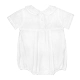 Romper with Smocking - White Boys Bubbles + Rompers Petit Ami & Zubels