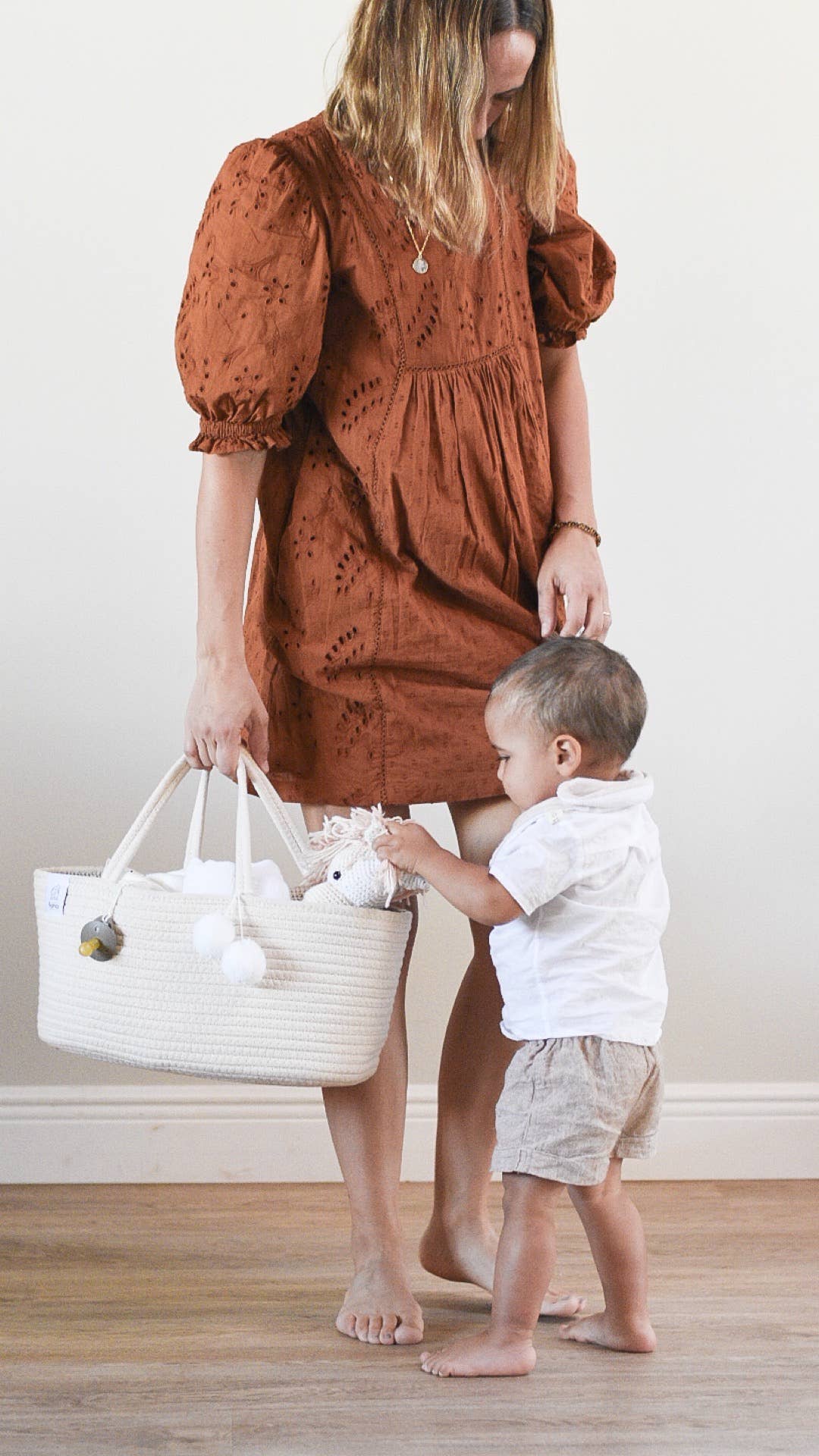 Rope Diaper Caddy - Beige Baby Accessories Fephas