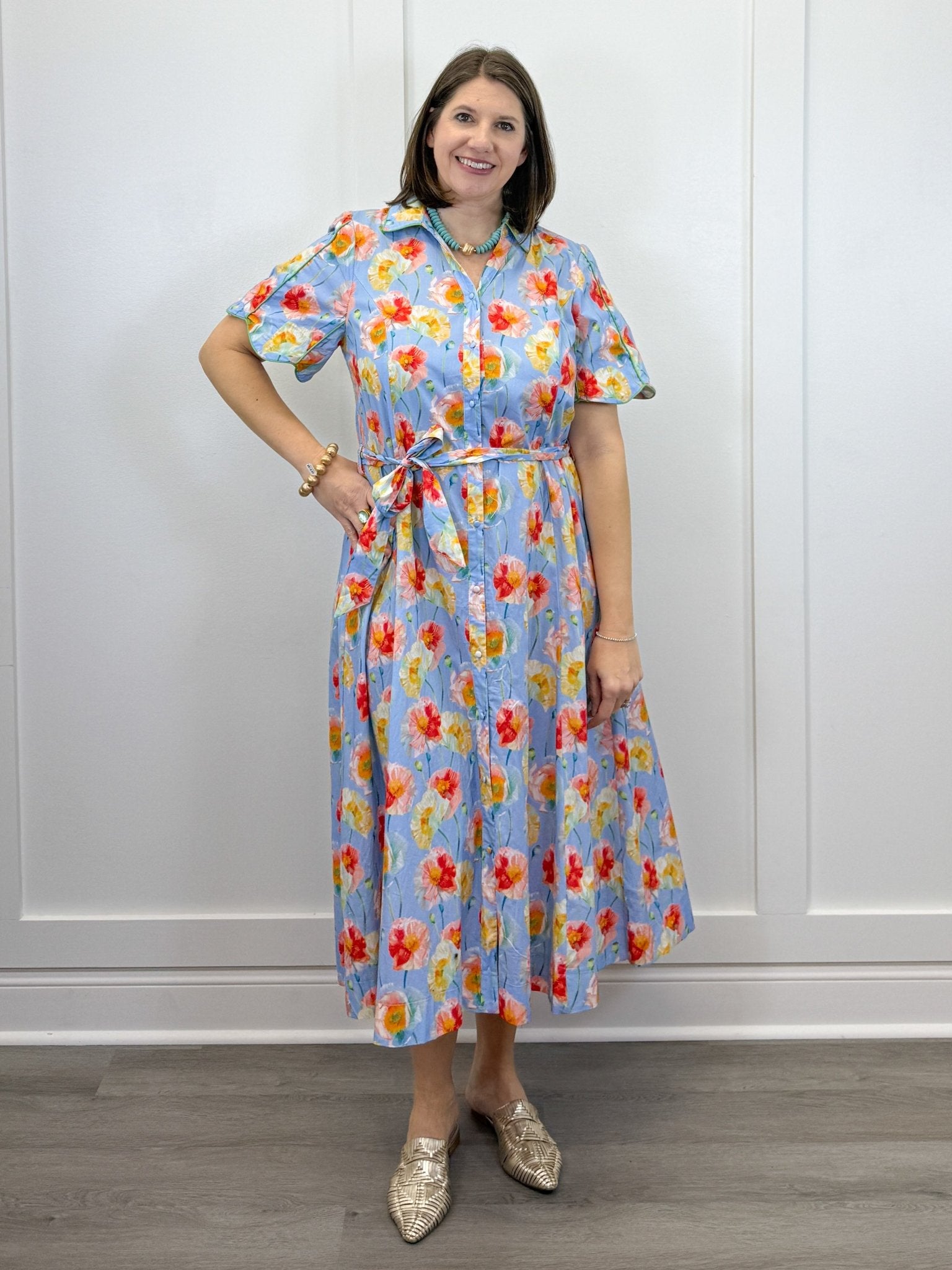 Rosalina Garden Dress - Lt. Blue Long Dresses Umgee