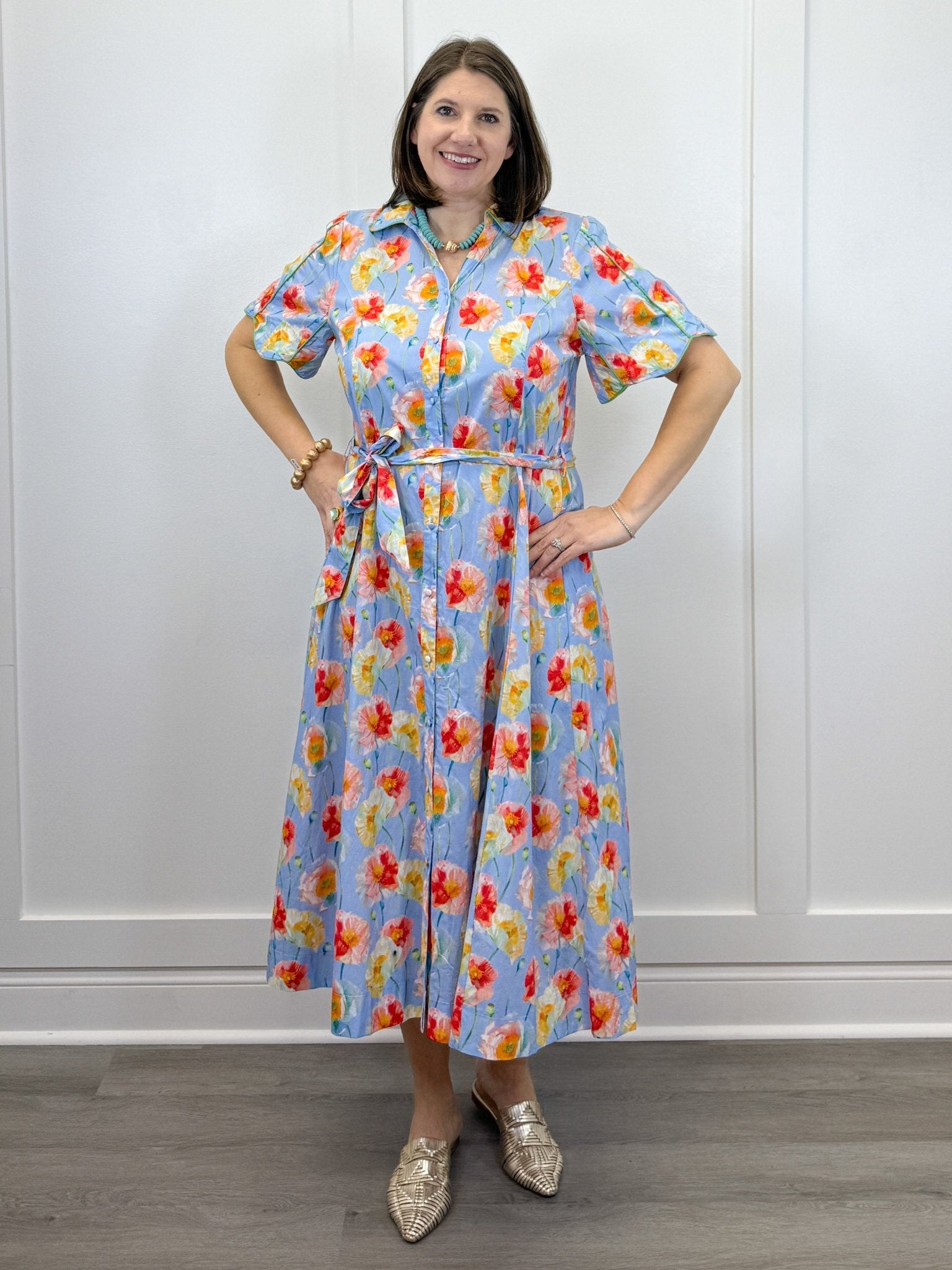 Rosalina Garden Dress - Lt. Blue Long Dresses Umgee