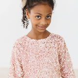Rose Gold Velvet Sequin Dress Girls Occasion Dresses Mila & Rose