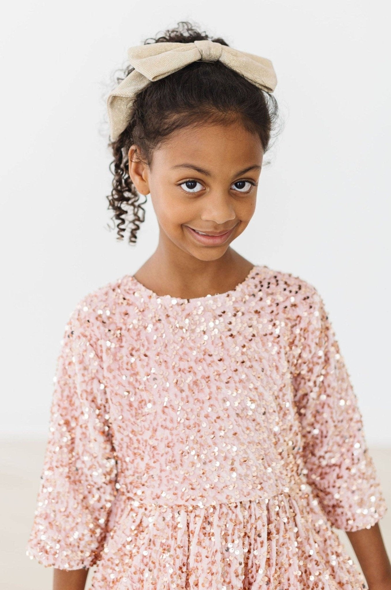 Rose Gold Velvet Sequin Dress Girls Occasion Dresses Mila & Rose